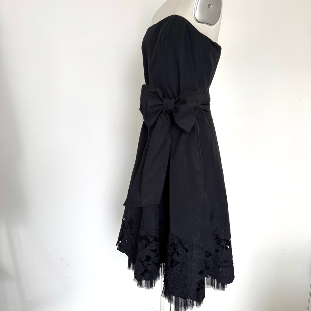 BCBG full skirt A-Line black satin + sparkle dress sz12 - Picture 10 of 14